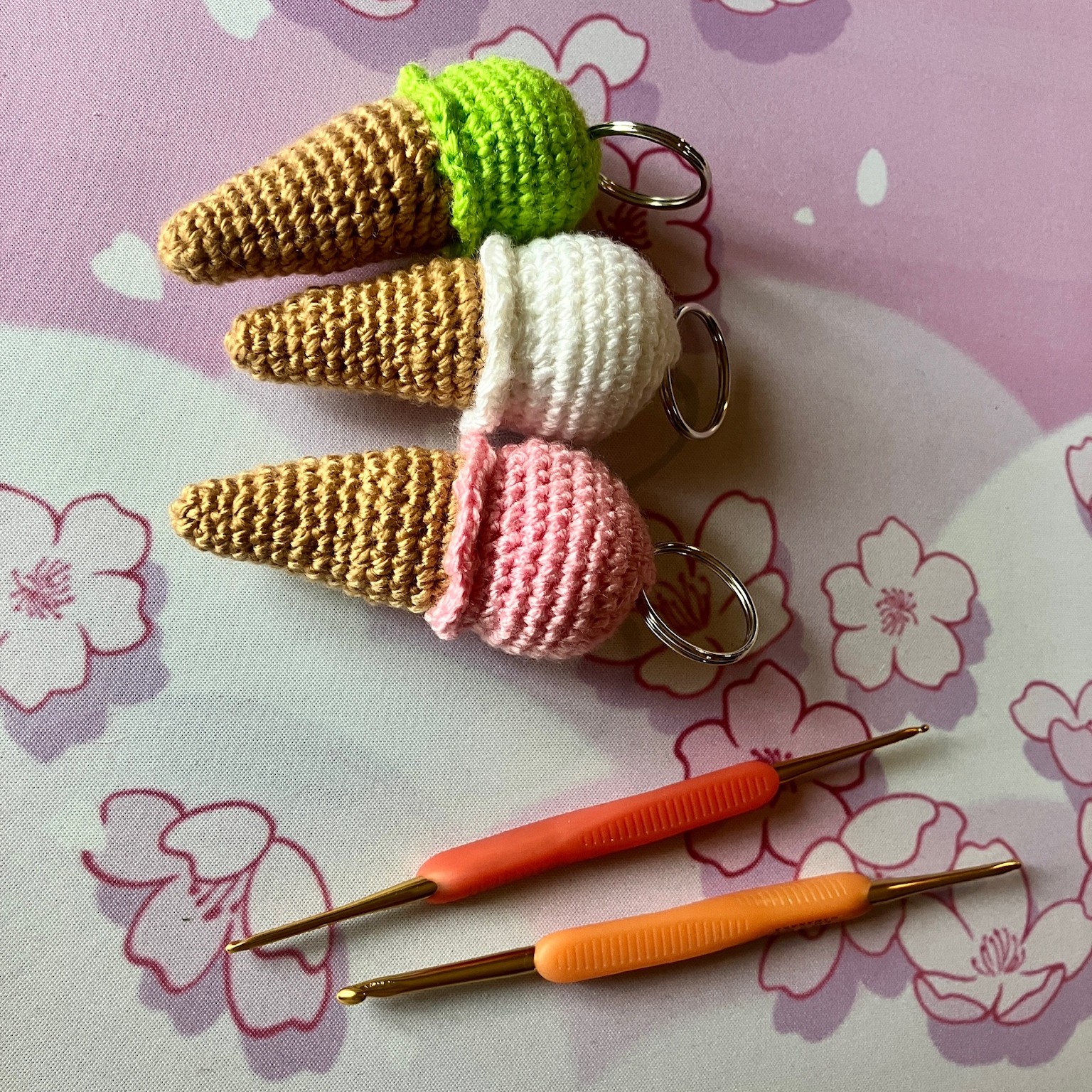 Mini Kawaii Crochet Ice Cream Keychain