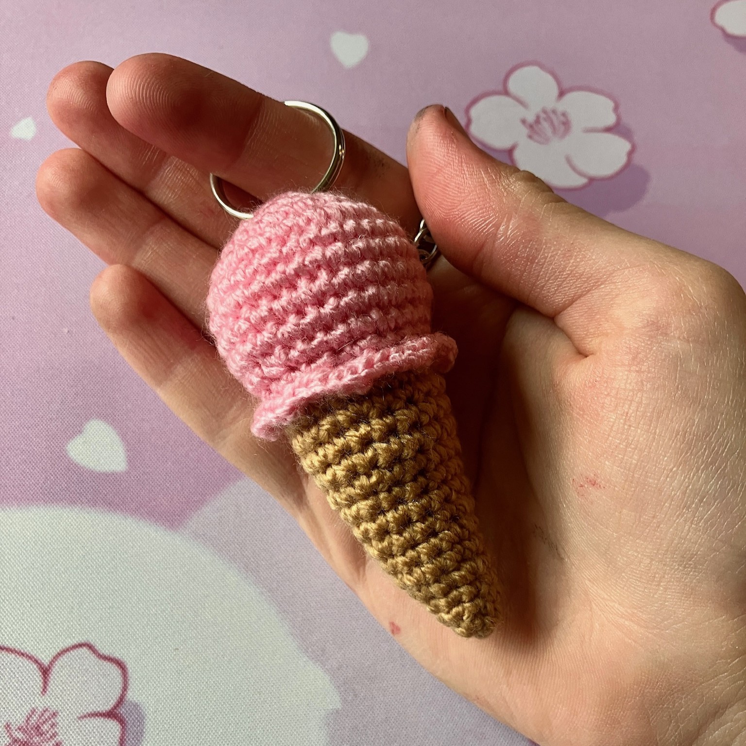 Mini Kawaii Crochet Ice Cream Keychain