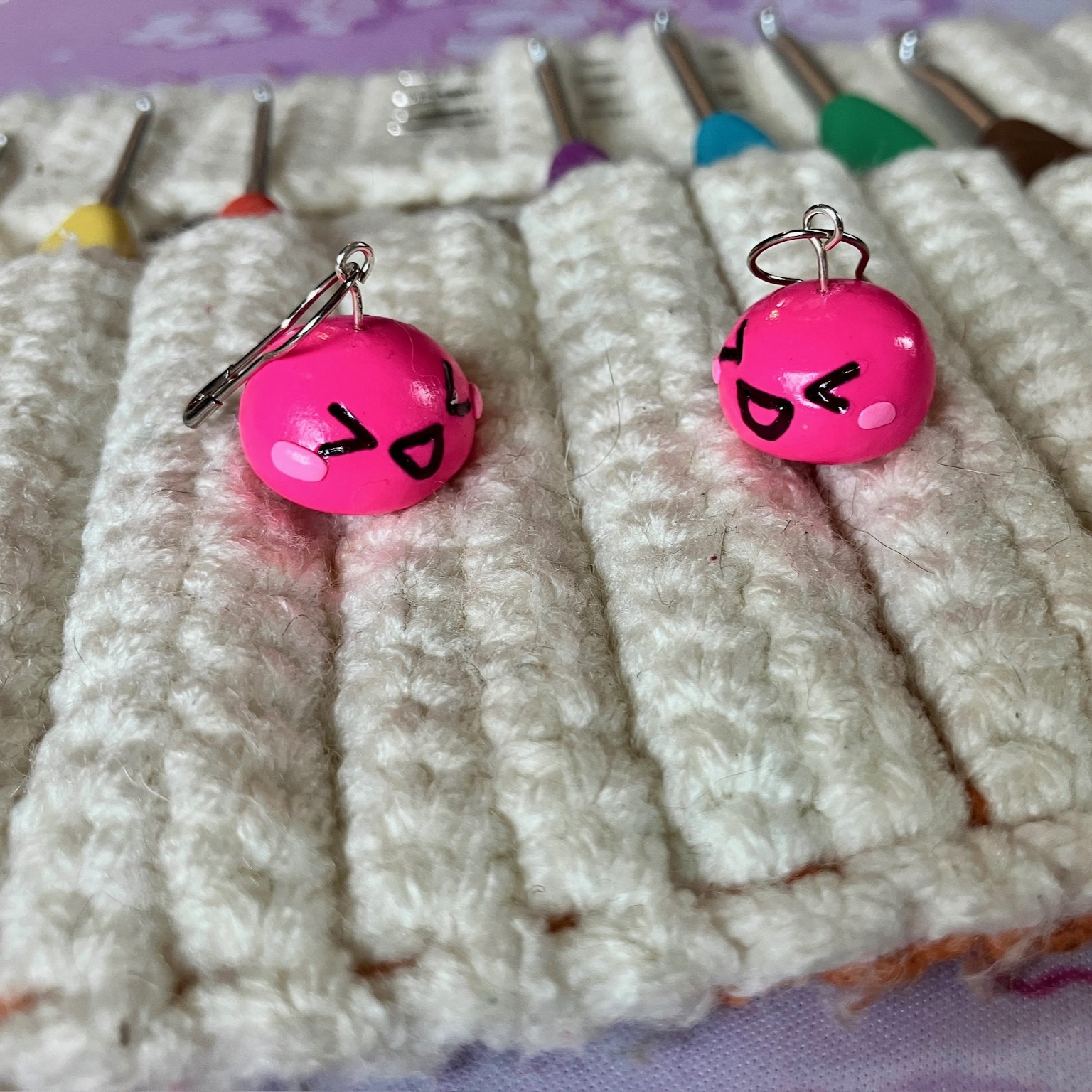 Handcrafted Kawaii Hot Pink Mochi Stitch Marker