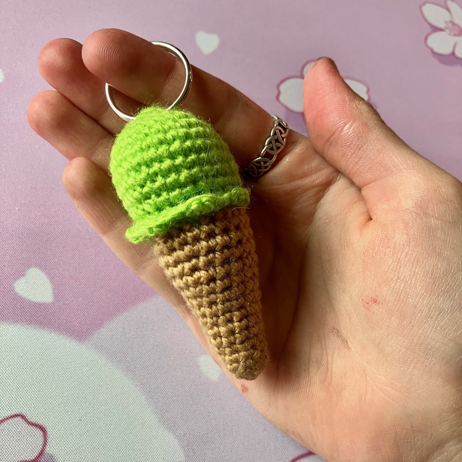 Mini Kawaii Crochet Ice Cream Keychain