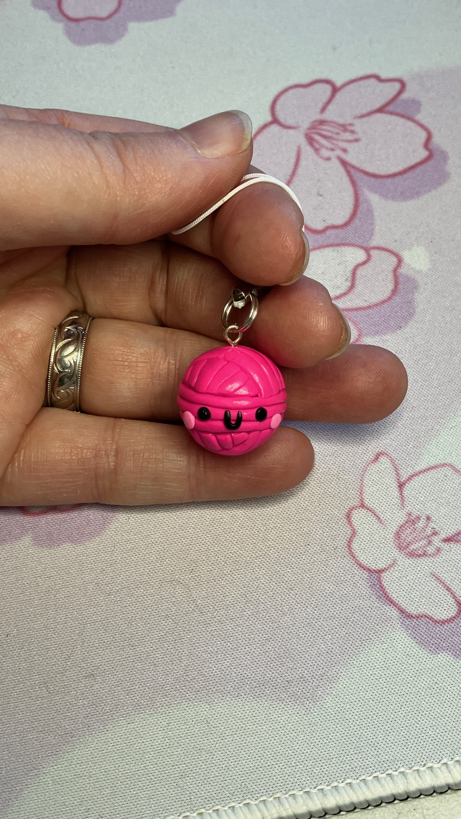 Handcrafted Kawaii Pink Yarn Ball Stitch Marker
