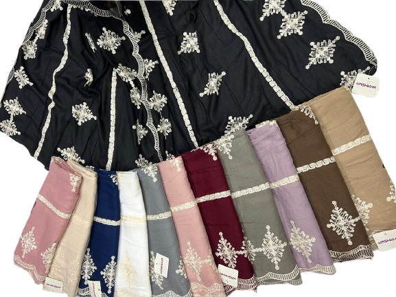 Elegant Embroidered Chiffon Scarves