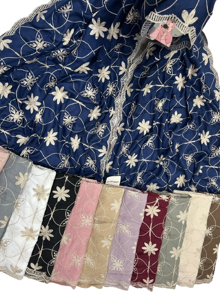 Floral Embroidered Tulle Fabric