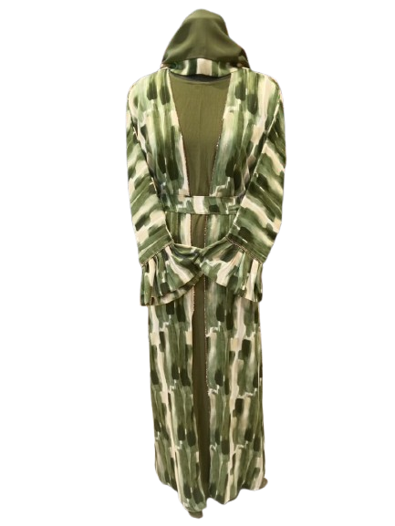 Green Printed Abaya