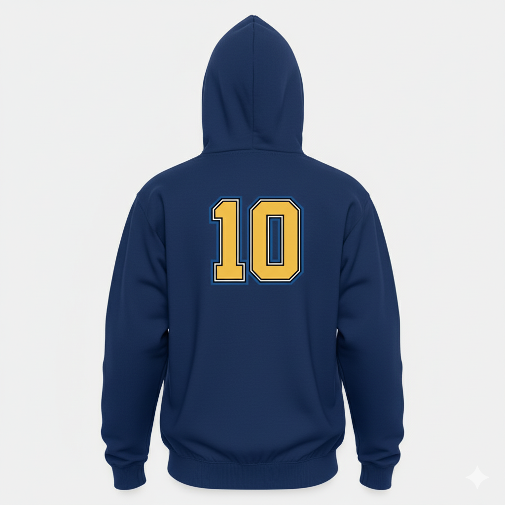 Navy Hooded Sweatshirt with Number 10