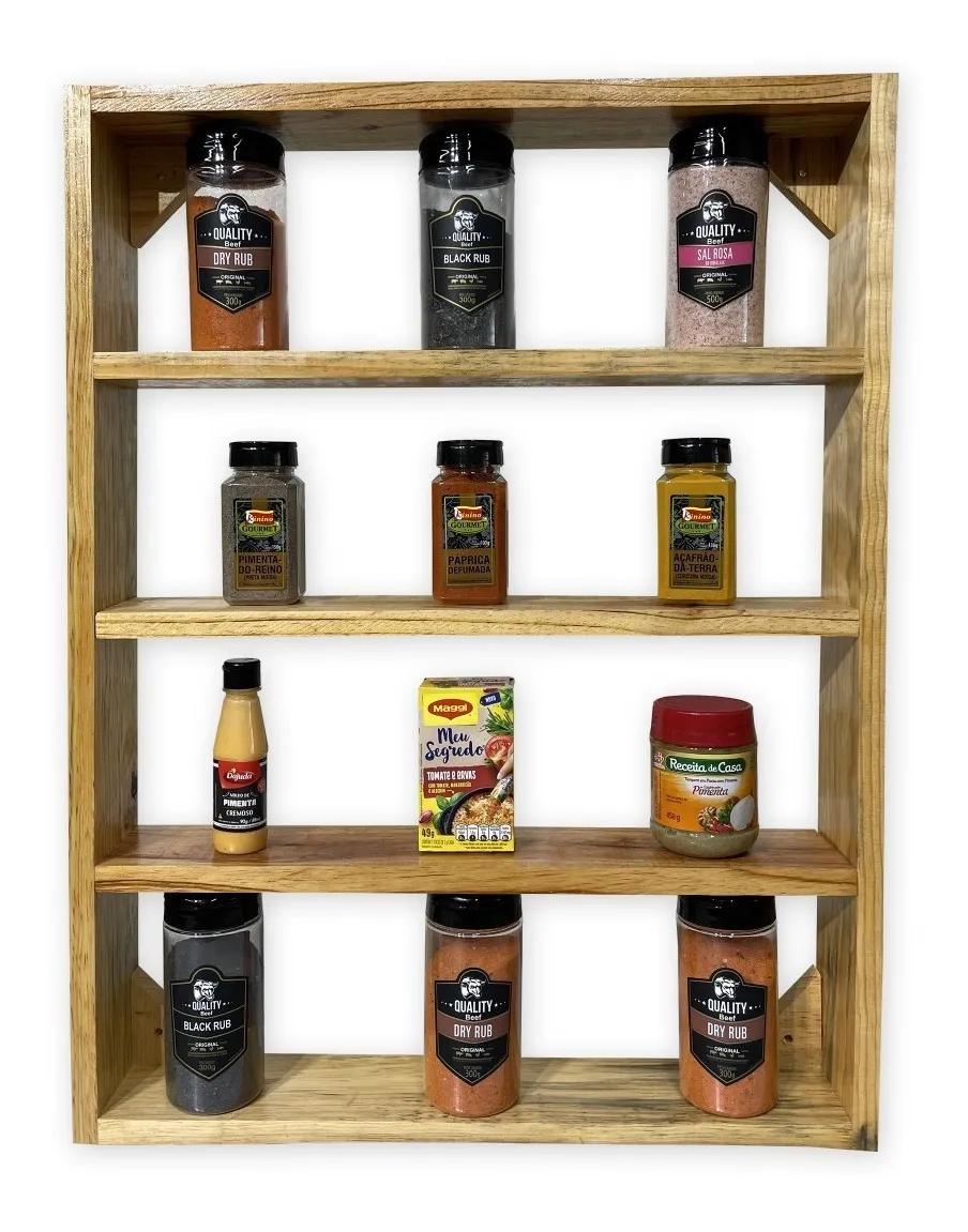 Prateleira de temperos de madeira
