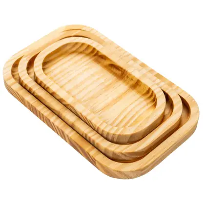 Conjunto de bandejas de madeira