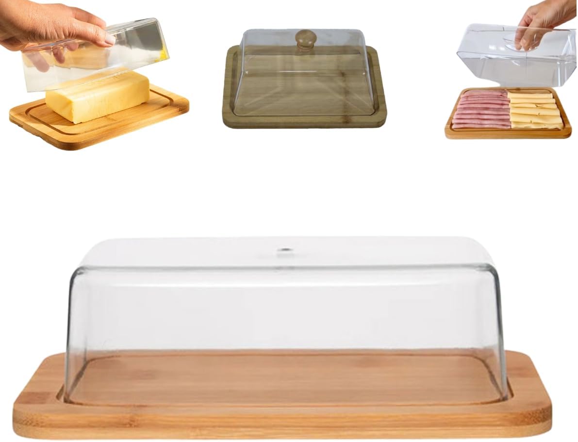 Manteigueira com tampa de bambu