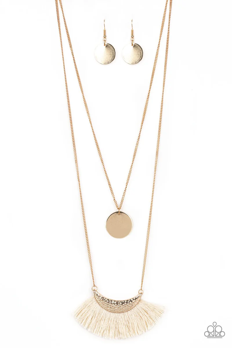 Tassel Tempest Gold Necklace and Earring Set