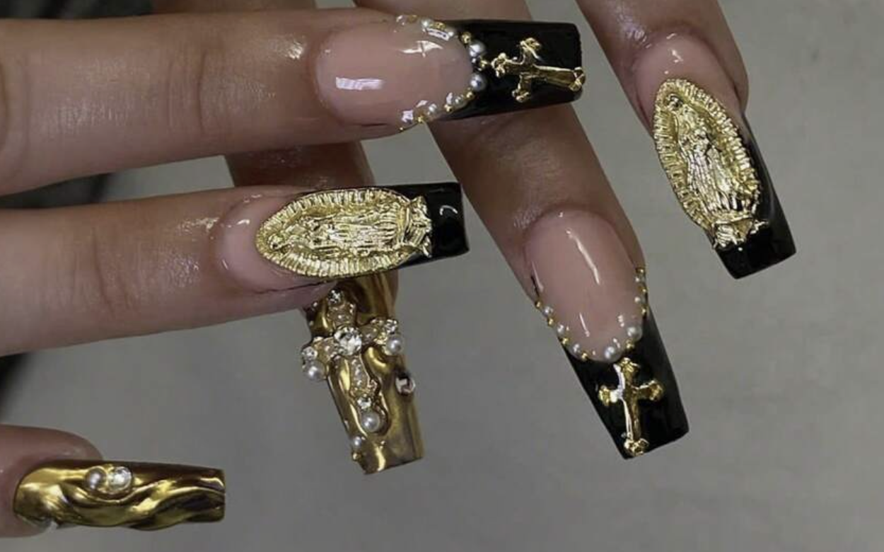 Luxury Religious-Themed Acrylic Nail Set