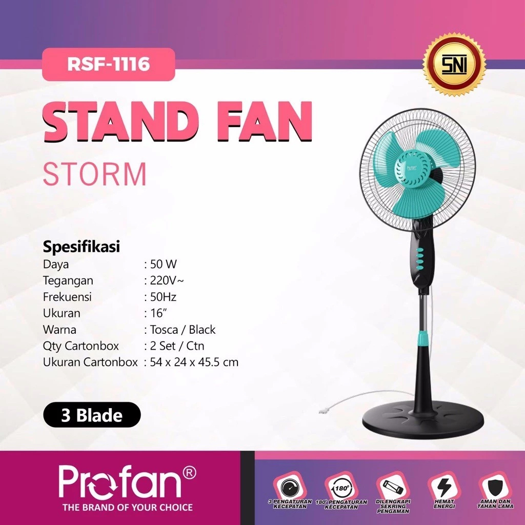 KIPAS BERDIRI KIPAS DINDING PROFAN RSF-1116 RWF-1216 50W RSF1116 RWF1216