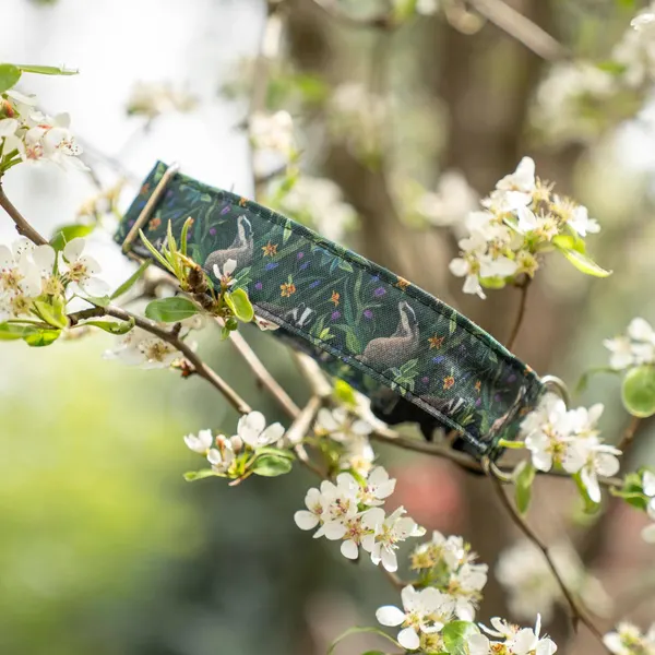 Floral Crane Pattern Dog Collar
