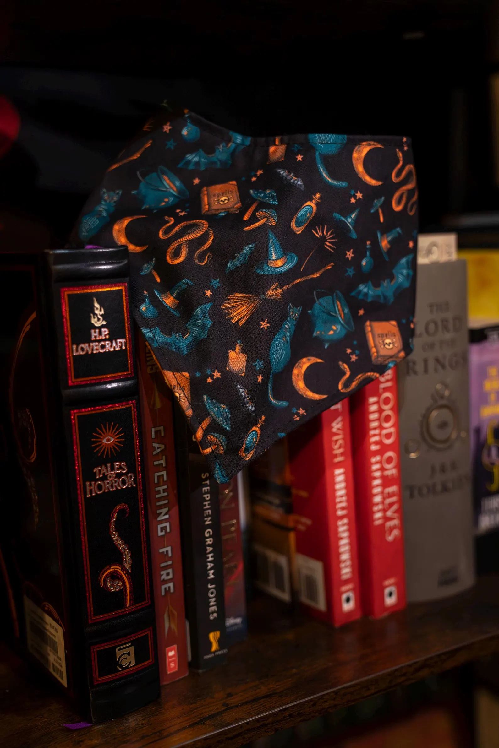 Reversible Halloween Bandana: Haunted Page, Ghost, Snap & Tie