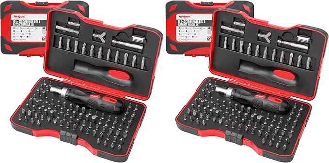 Hi-Spec 101pc 1/4” Hex Multi Bit Screwdriver Set & Ratchet Handle Set - Tamper Proof & Torx Security Driver Bits in Storage Case Holder for Easy Repairs (Pack of 2)