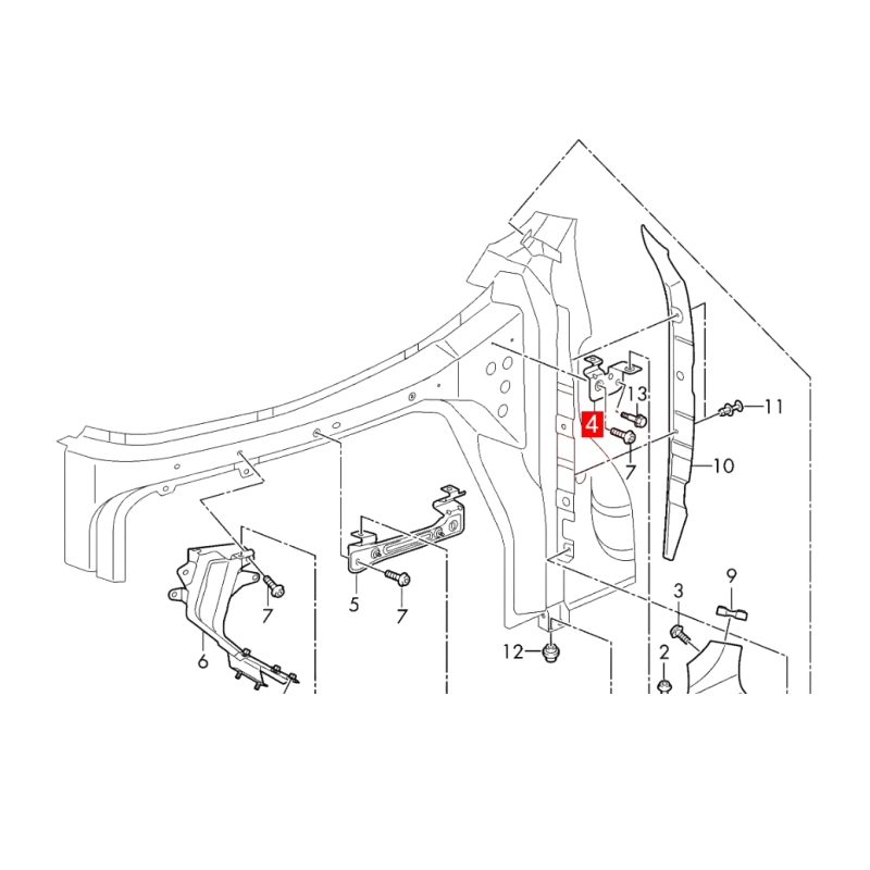 4M0821168A Front Right Fender Mount Bracket Fits Audi Q7 4MB 