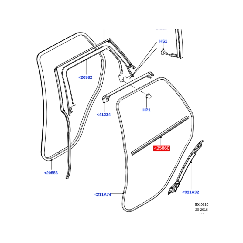 LR048296 LR048297 Weather Strip Fits Land Rover Range Rover Evoque L538 