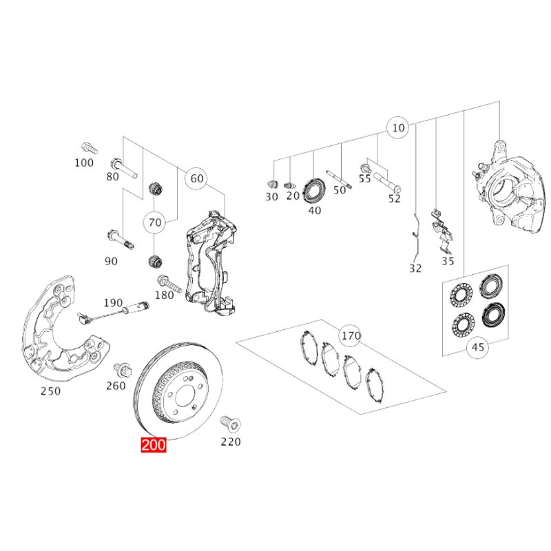A2574210400 Front Left Brake Disc Fits Mercedes Benz W213 C238 E53 AMG