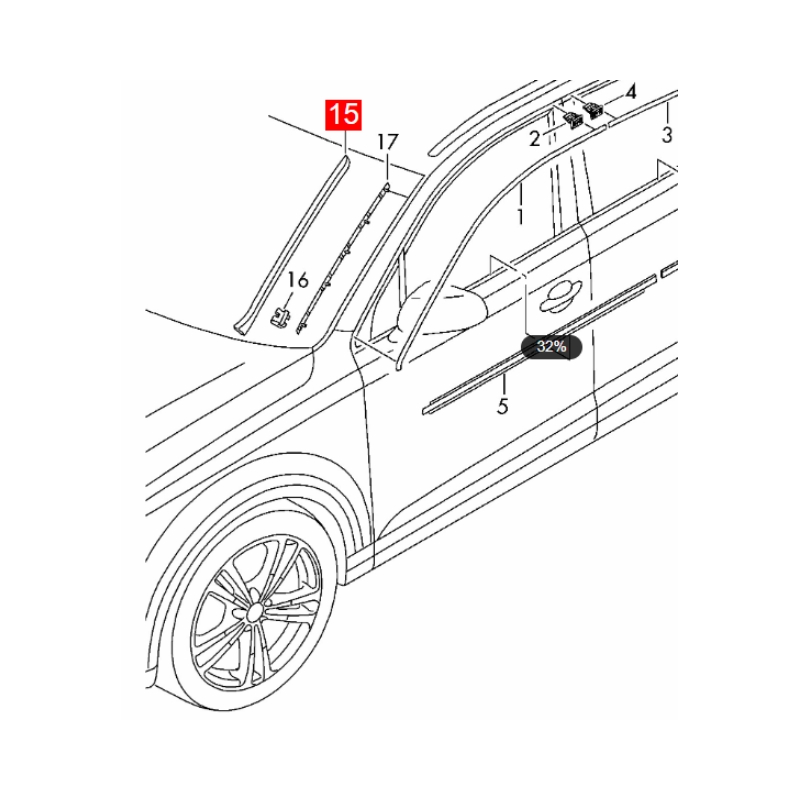 4M0854328B01C Front Right Windshield Trim Fits Audi Q7 4MB 