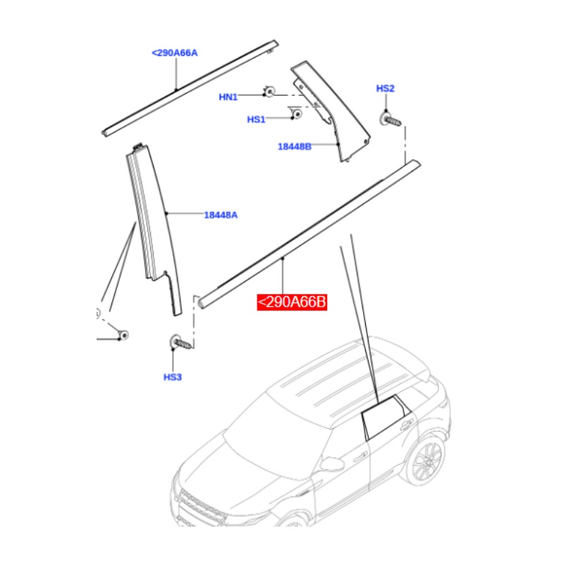 LR048559 LR048561 Weather Strip Fits Land Rover Range Rover Evoque L538 