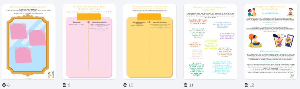 Cahier de valorisation de soi : toi mon corps, je t'aime !
