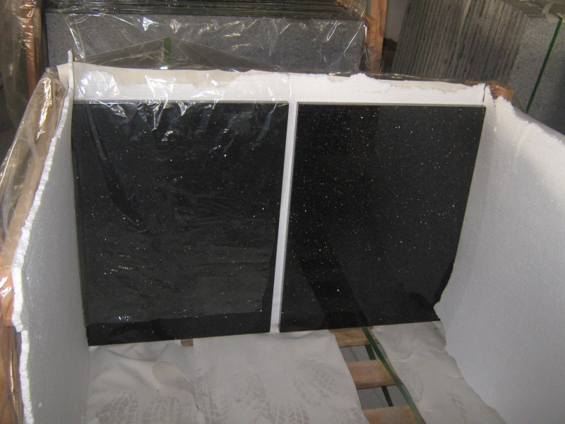 Black Galaxy Granite Custom Bathroom Countertop