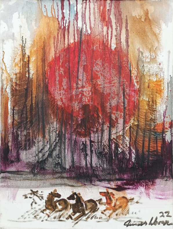 Wild Horses Beneath the Ember Sky