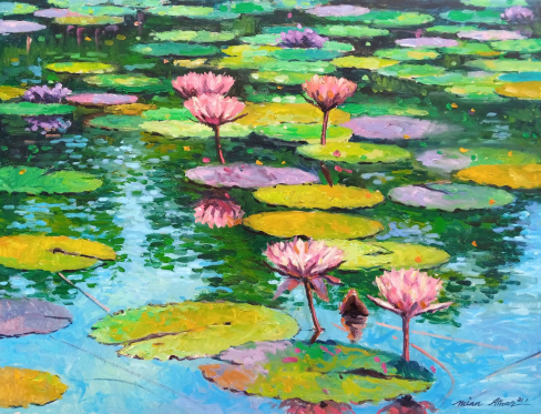 Emerald Reflections in Bloom