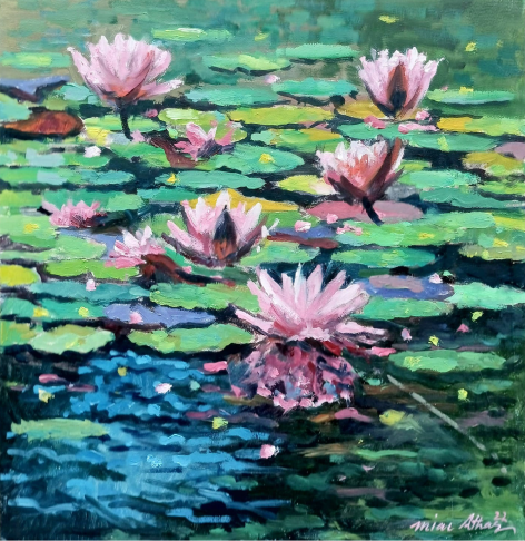 Pink Petals on the Lake