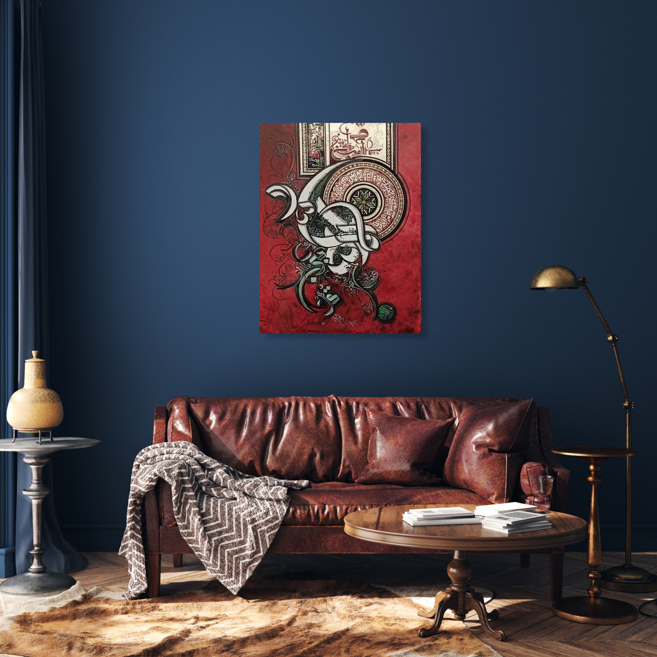 Rhythmic Calligraphy on Crimson