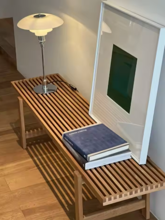 Modern Slatted Wooden Bench