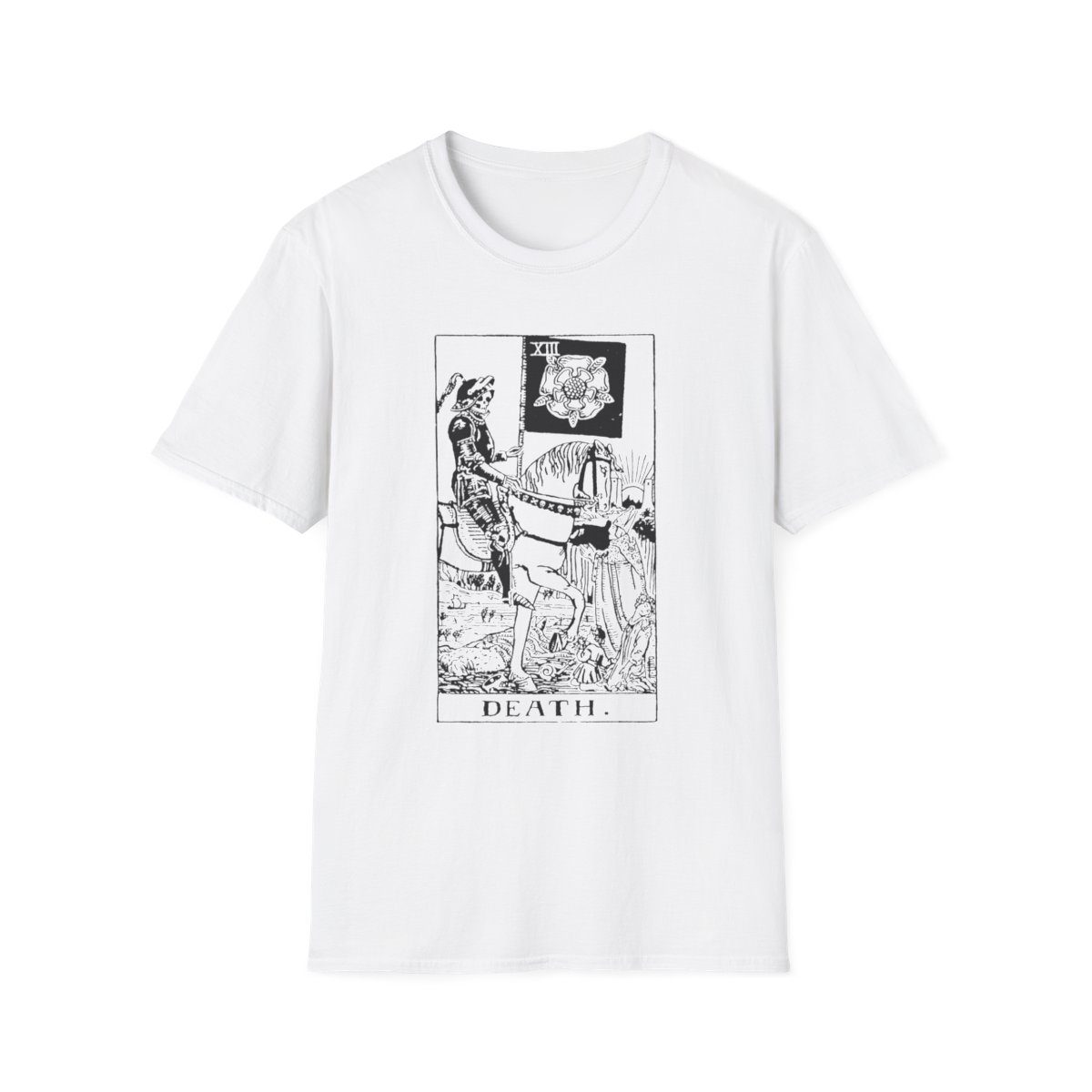 13 - Death Black Vintage Tarot Card Softstyle T-Shirt