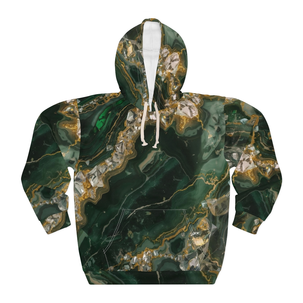 Stunning Green Marble Crystal Pullover Hoodie