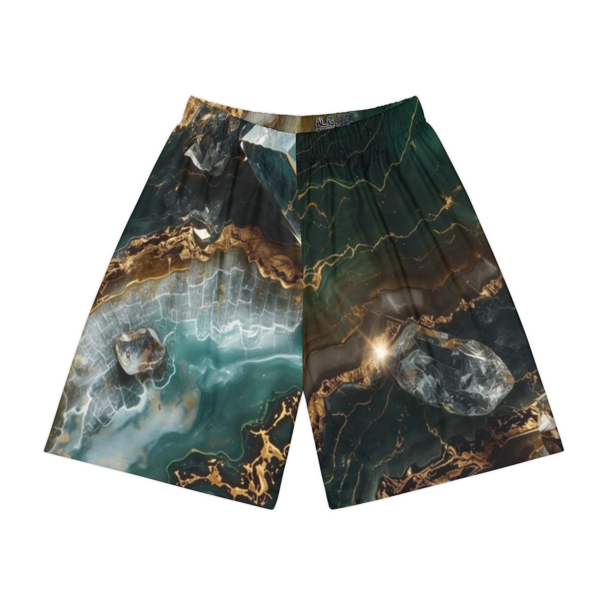 Crystal Green Gold Men's Workout Shorts