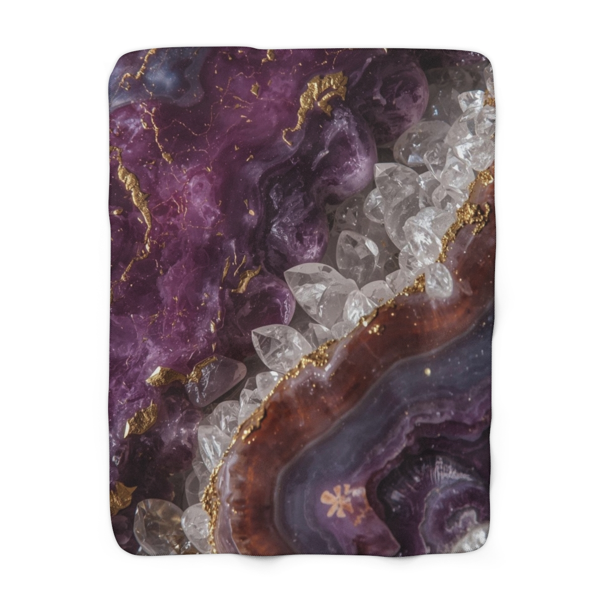 Luxury Purple Crystal Agate Sherpa Fleece Blanket