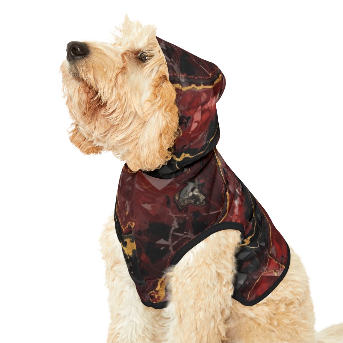 Adorable Red Gold Marble Pet Hoodie