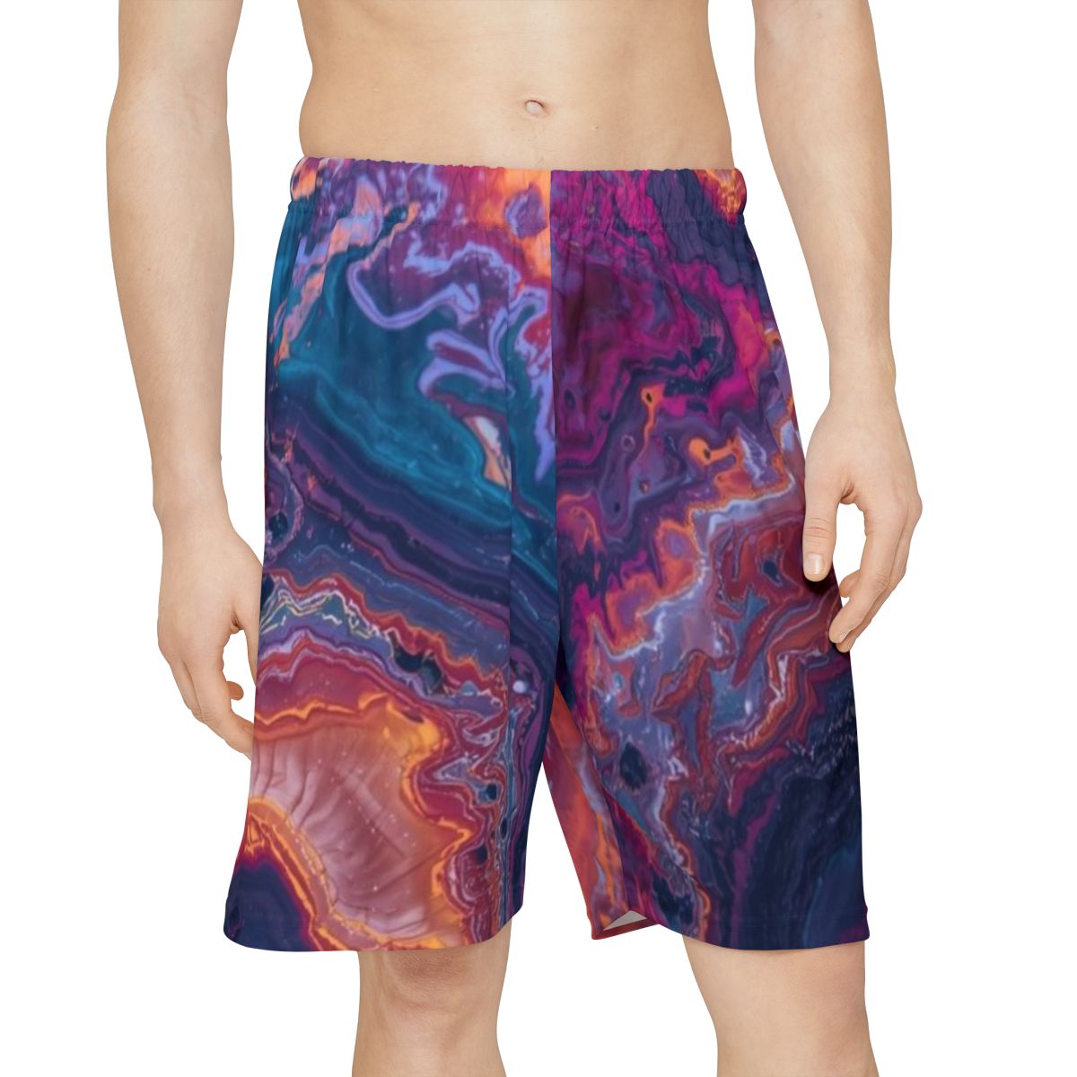 Colorful Marble Men's Workout Shorts
