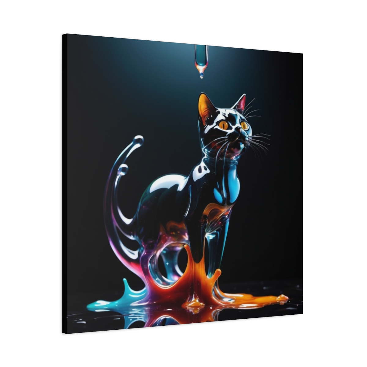 Stunning Unique Colorful Cat Glass Wall Art Canvas