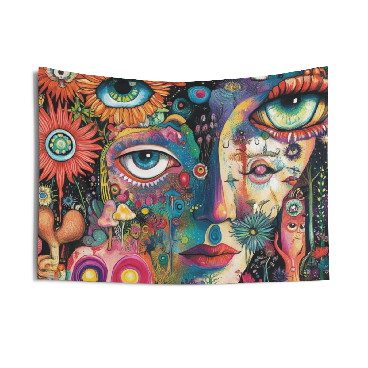 Trippy Colorful Human Eyes Dreamlike Tapestry