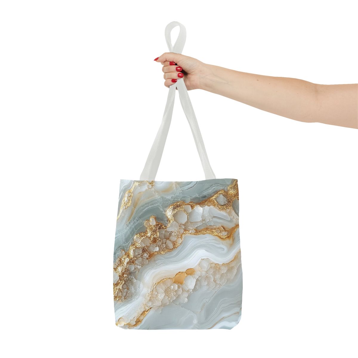 Stunning White Gold Marble Crystal Art Tote Bag