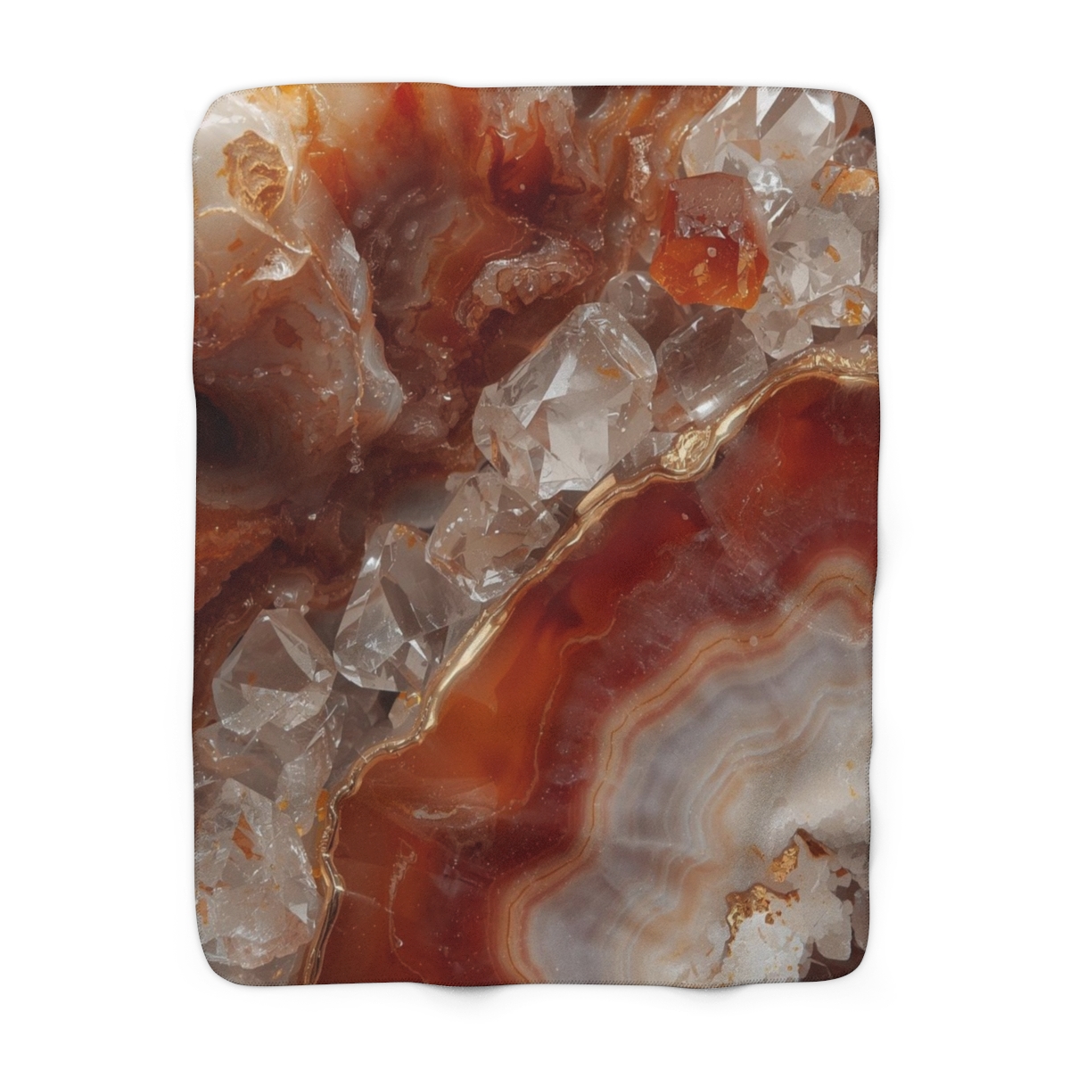 Luxury Orange Agate Marble Crystal Sherpa Fleece Blanket