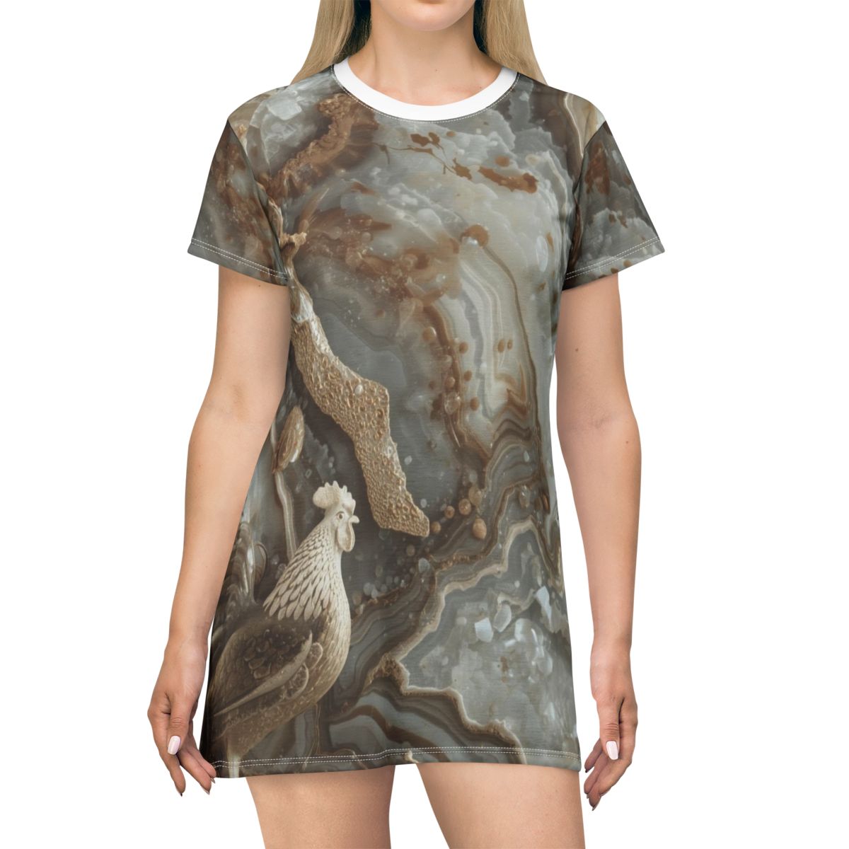 Gorgeous Rooster Marble T-Shirt Dress