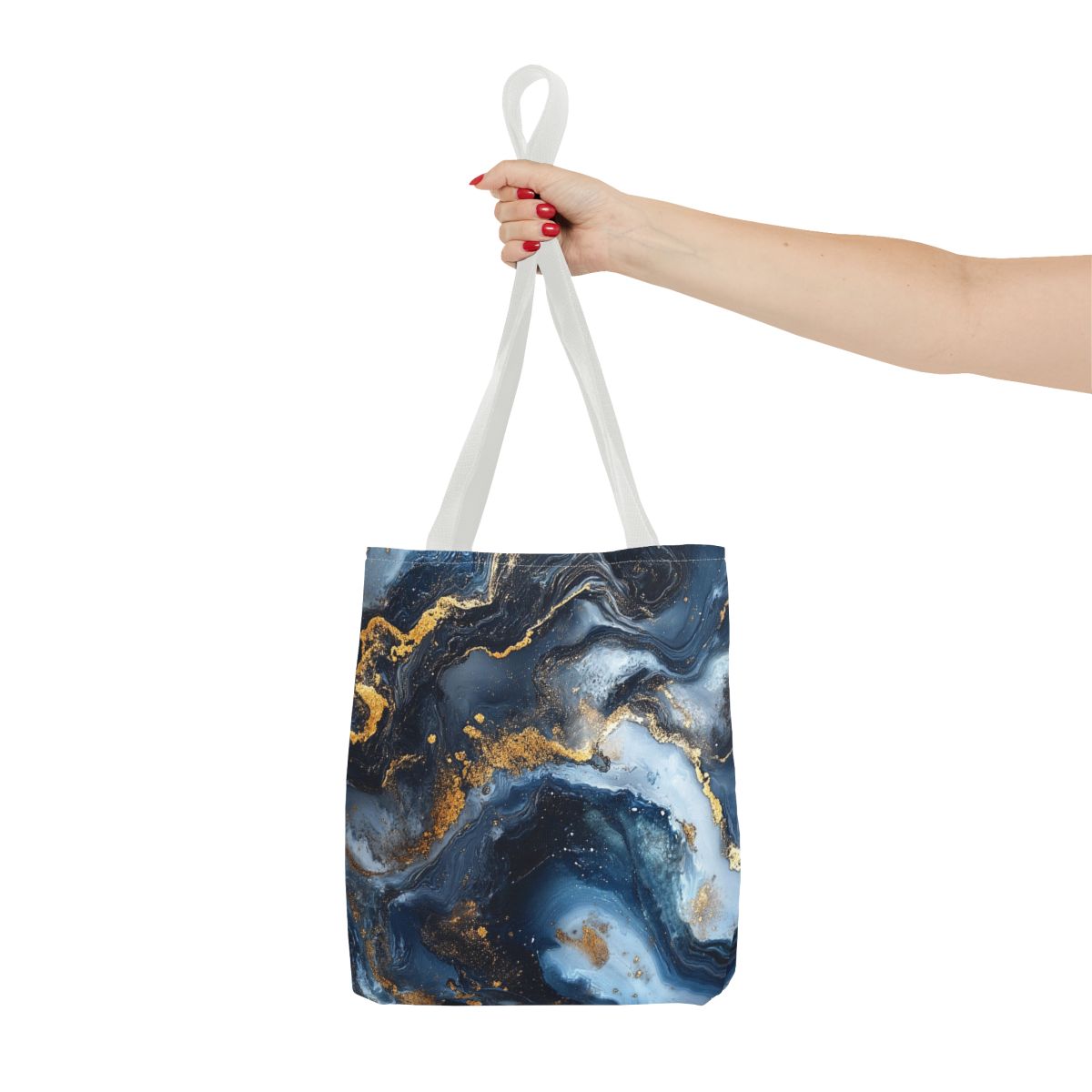 Beautiful Marbled Blue Gold Art Tote Bag