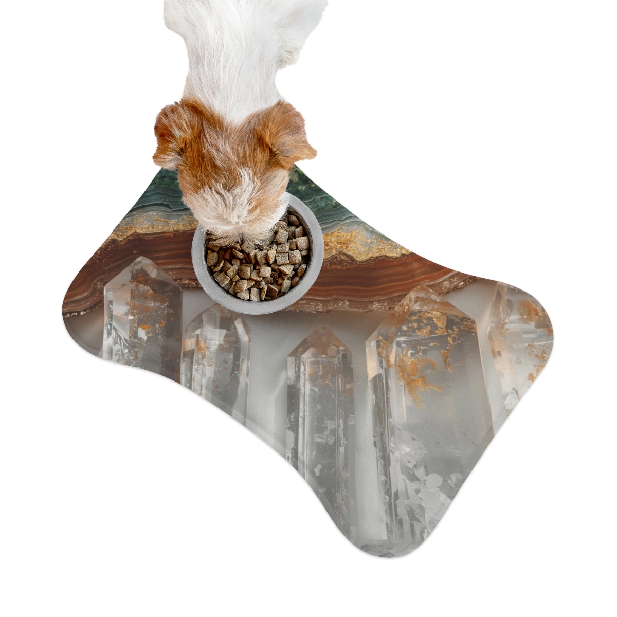 Luxury Green Brown Quartz Crystal Pet Feeding Mat