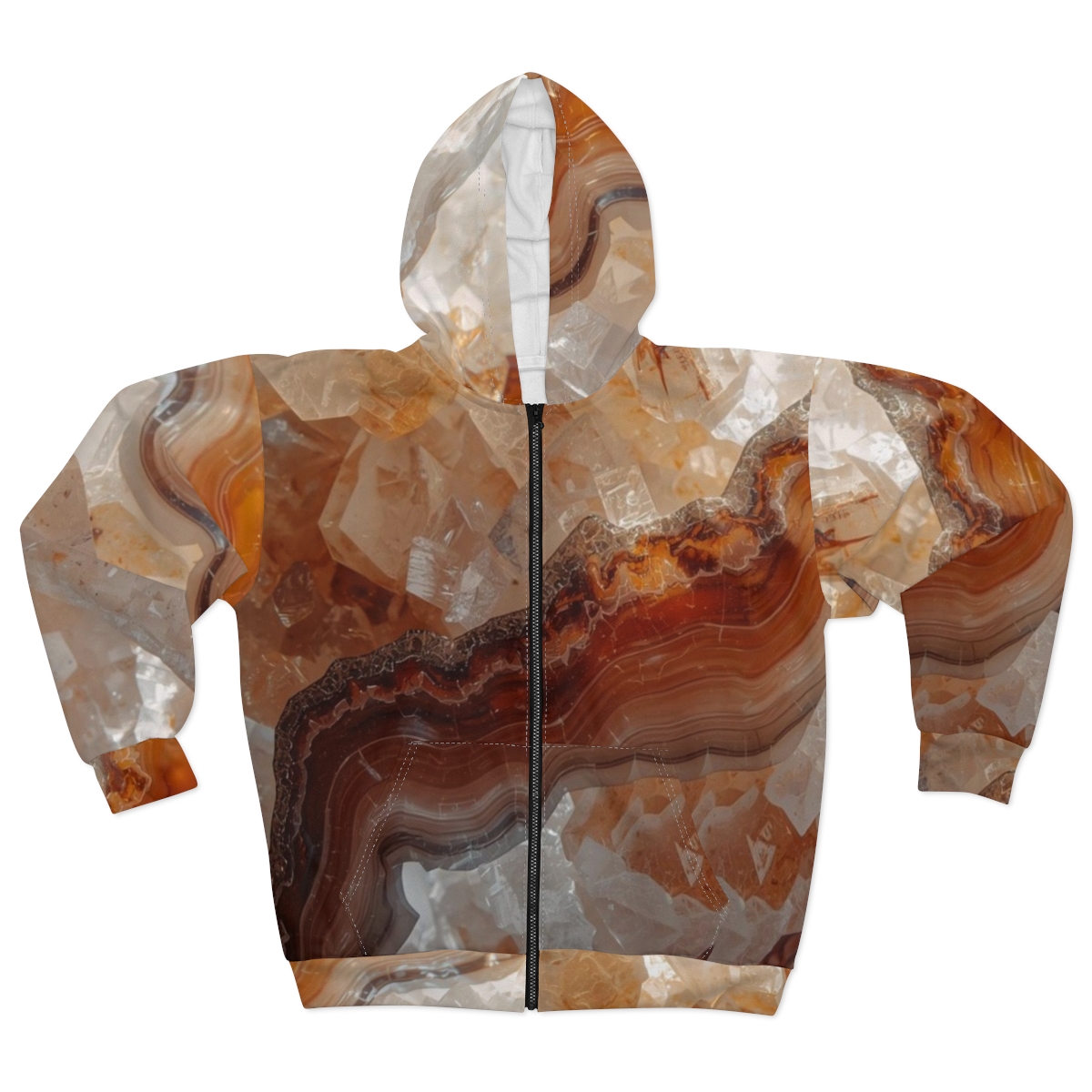 Gorgeous Crystal Orange Brown Agate Zip Hoodie