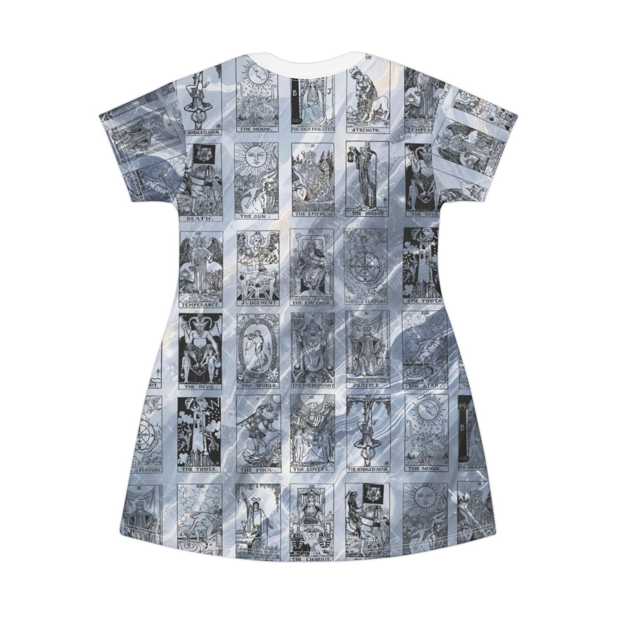 Black Vintage Tarot Card Blue Marble T-Shirt Dress