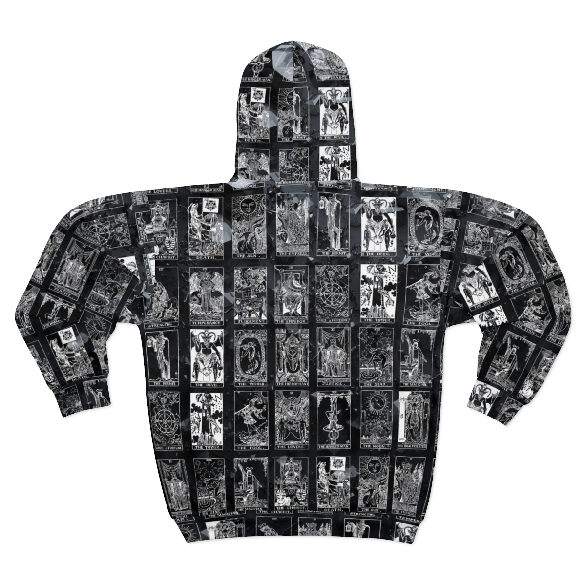 Unique Vintage White Tarot Card Black Crystal Zip Hoodie