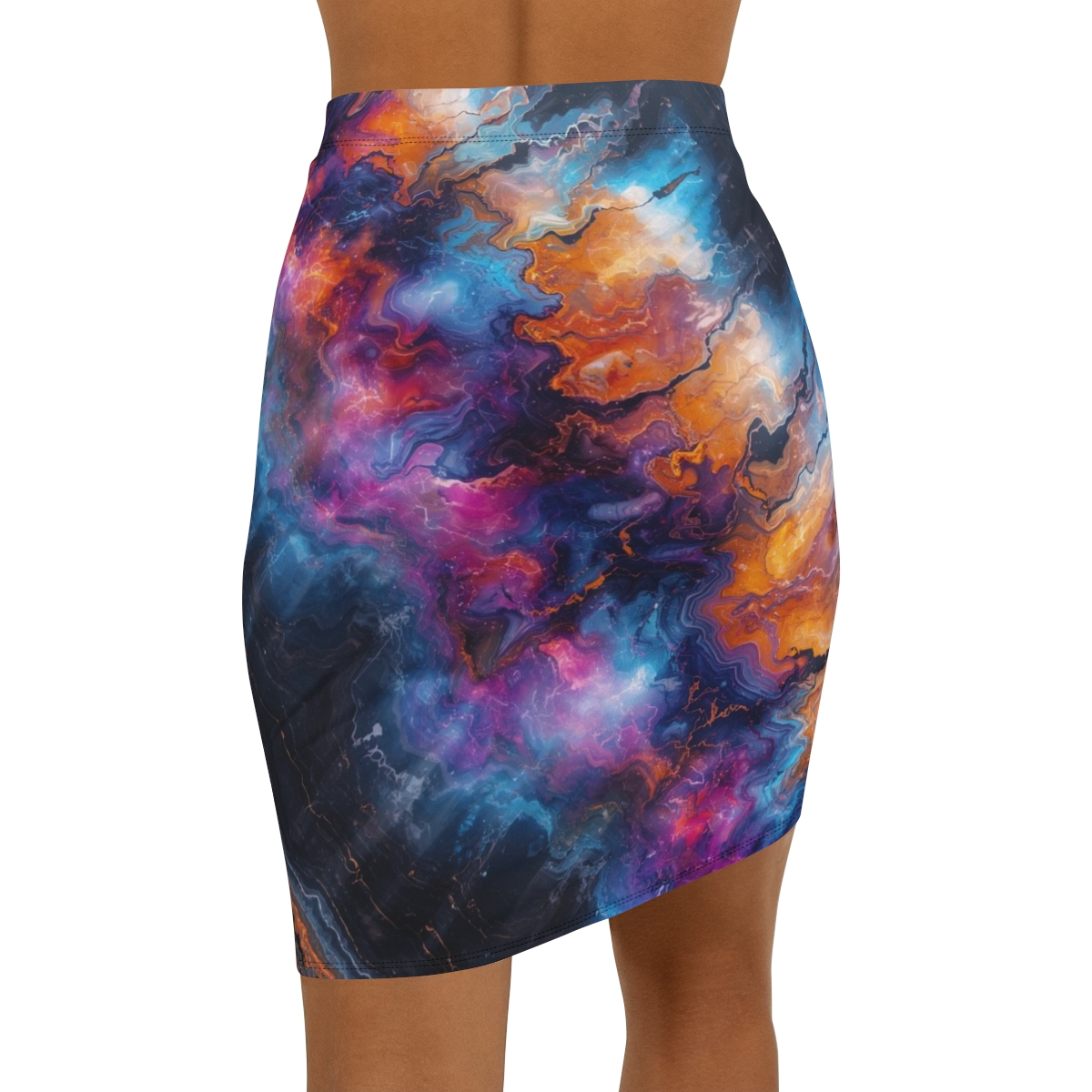 Stunning Cosmic Mid-Waist Pencil Skirt