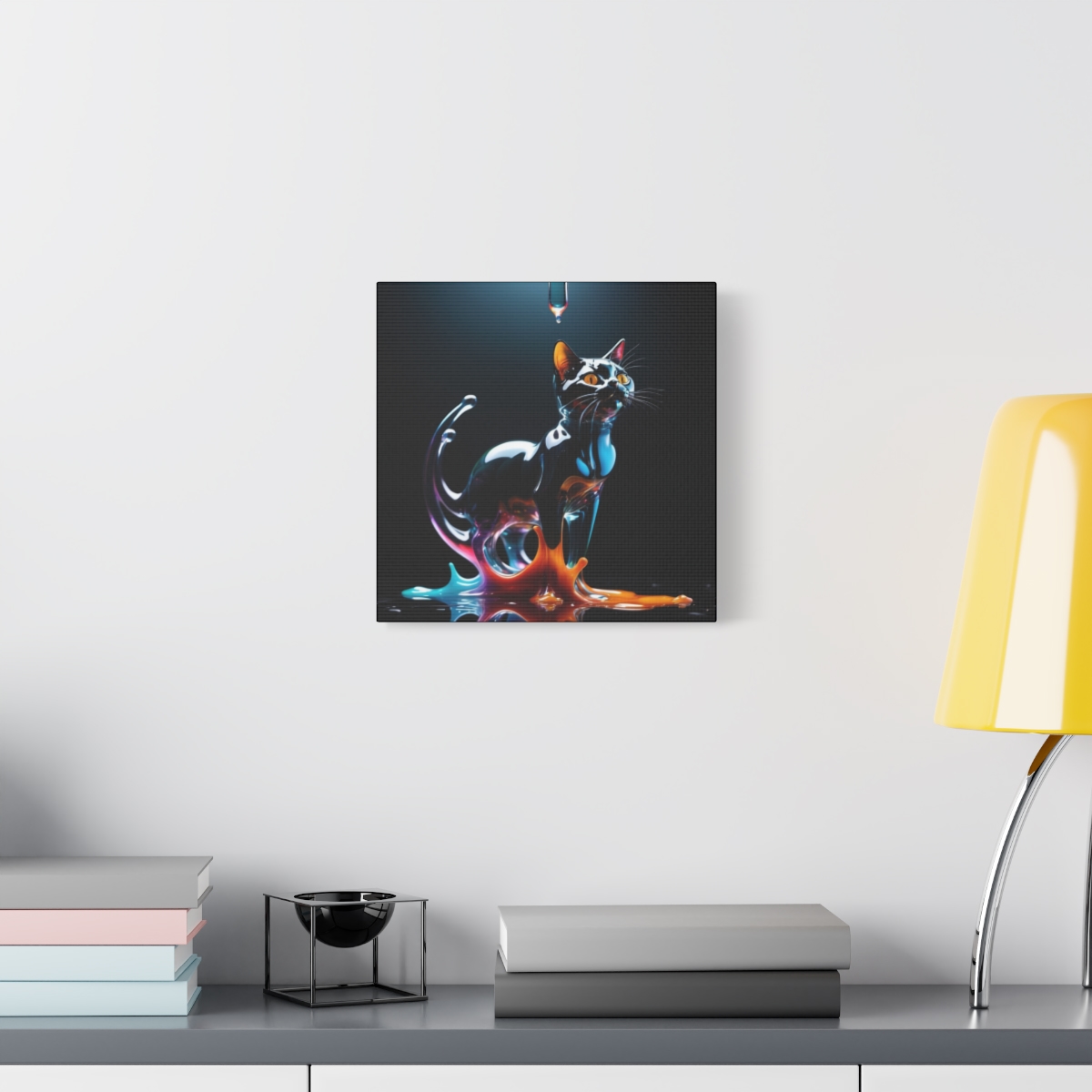 Stunning Unique Colorful Cat Glass Wall Art Canvas