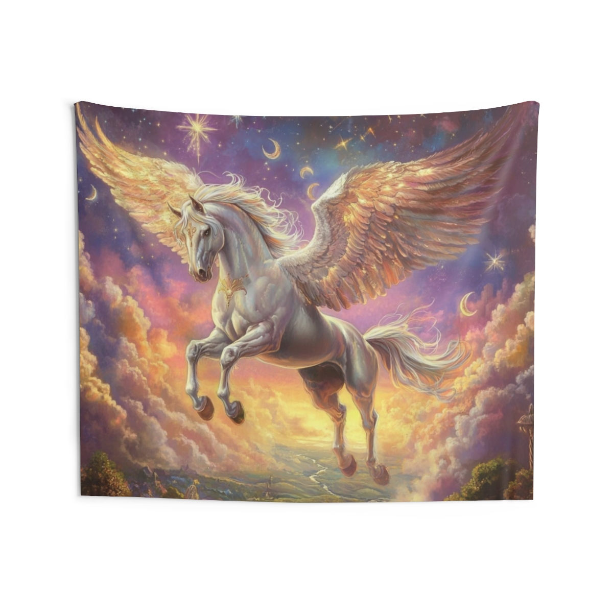 Colorful Magical Equestrian Pegasus Tapestry