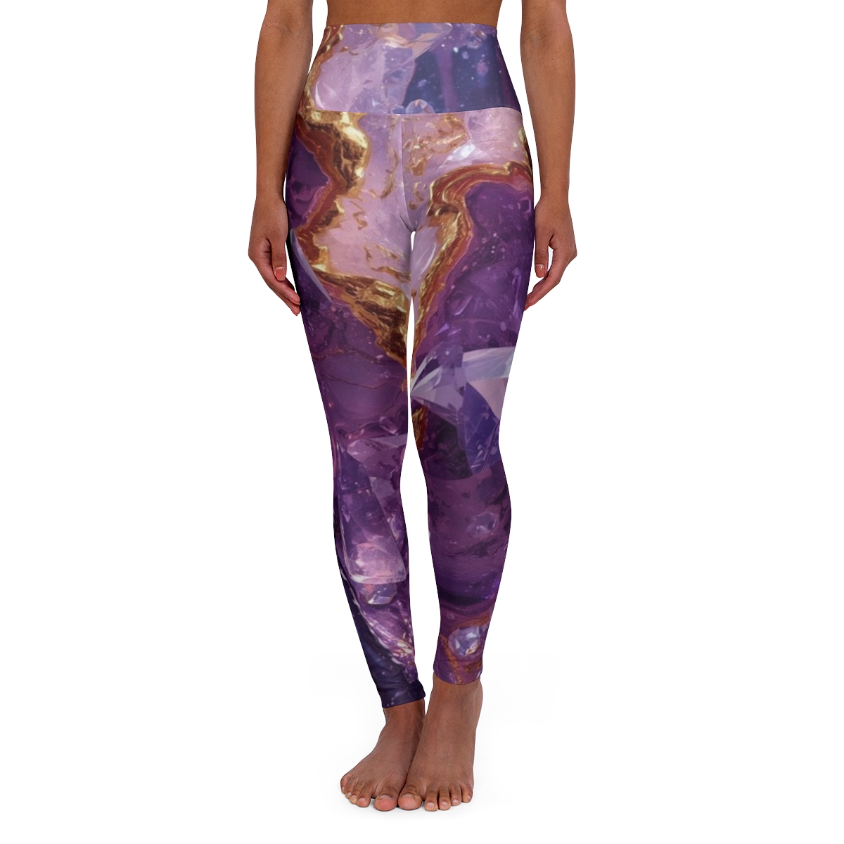 Gorgeous Purple Gold Marble High Waisted Leggings
